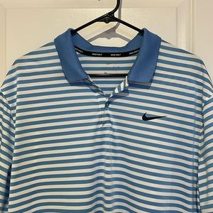 Nike golf dri-fit polo blue and white striped size XL like new